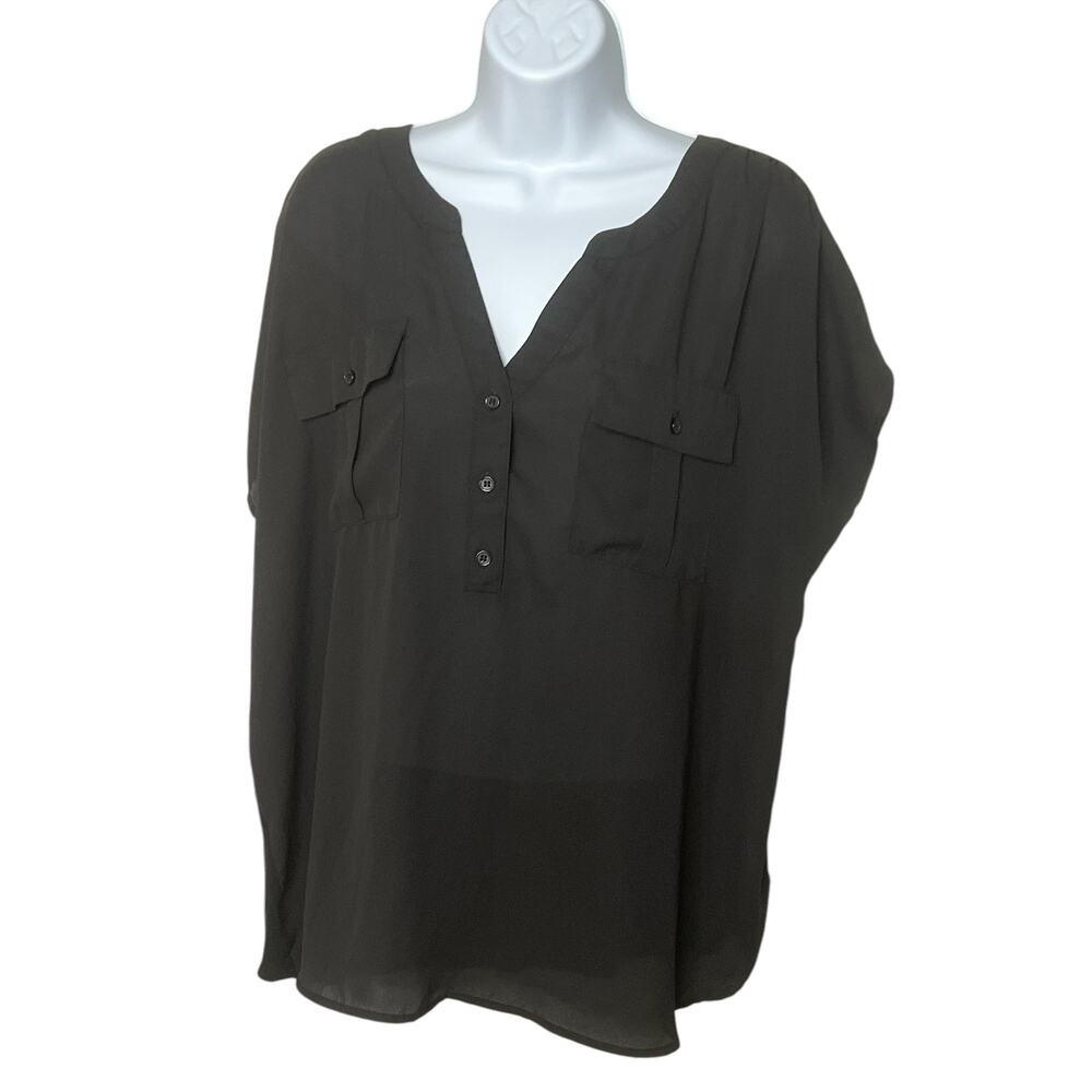 Bundle 2 Women's Black Short Sleeve Casual Shirts‎ 2XL